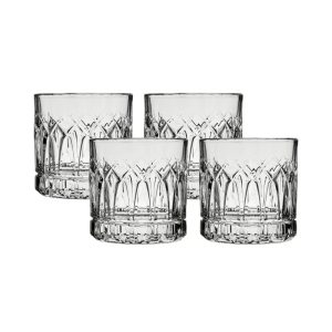 Corelle Dinnerware- Lightweight Traze PRE Rocks Glasses (4-Pieces), 12-ounce, Dishwasher Safe