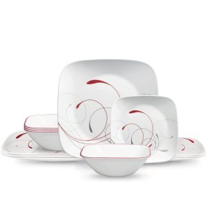 Corelle Dinnerware- Lightweight Square Splendor 10.5 Dinner Plates, 6-pack