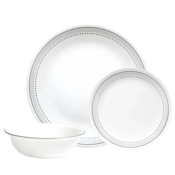Corelle Dinnerware- Lightweight Mystic Gray 12-piece Dinnerware Set, Service for 4