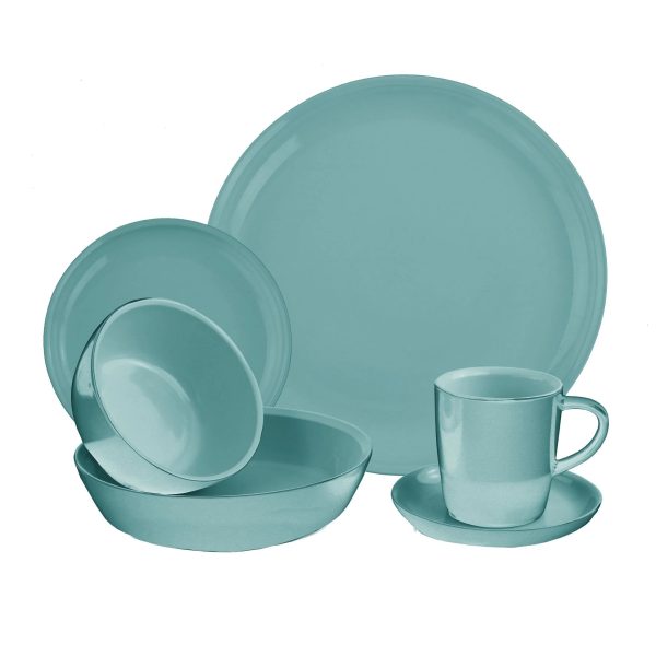 Corelle Dinnerware- Lightweight 6-piece Pool Blue Dinnerware Set , Service for 1