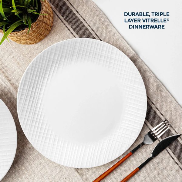 Corelle Dinnerware- Lightweight Linen Weave 10.25 Dinner Plate