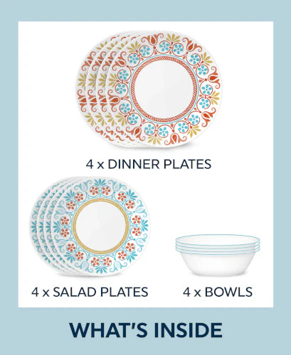 Corelle Dinnerware- Lightweight Global Collection Terracotta Dreams 12-piece Dinnerware Set, Service for 4