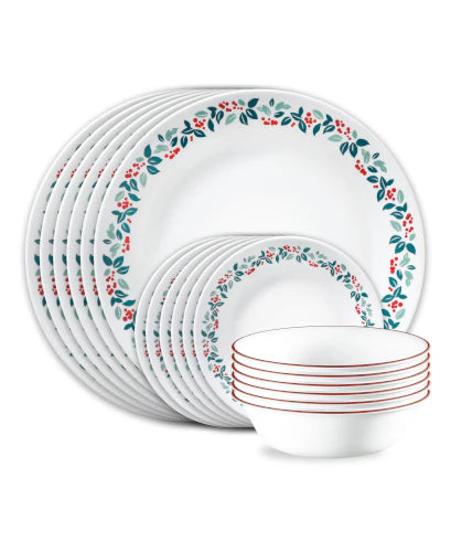 Corelle Dinnerware- Lightweight Winter Berries 18-pc Dinnerware Set, Service for 6