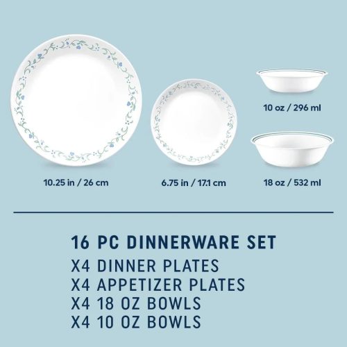 Corelle Dinnerware- Lightweight Bella Faenza 12-piece Dinnerware Set, Service for 4