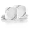 Corelle Dinnerware- Lightweight Square Simple Sketch 18-piece Dinnerware Set, Service for 6 Corelle Dinnerware- Lightweight Square Simple Sketch 18-piece Dinnerware Set, Service for 6