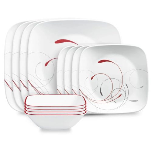 Corelle Dinnerware- Lightweight Square Splendor 12-piece Dinnerware Set, Service for 4