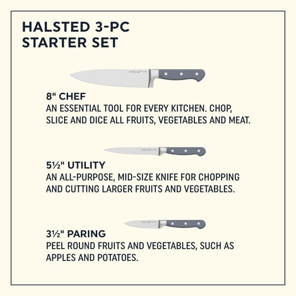 Corelle Dinnerware- Lightweight Halsted 3-piece Knife Set