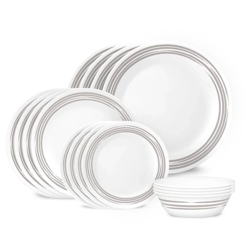 Corelle Dinnerware- Lightweight Brushed Silver 16-piece Dinnerware Set, Service for 4