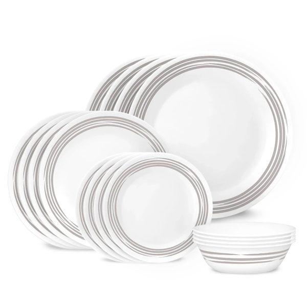 Corelle Dinnerware- Lightweight Brushed Silver 16-piece Dinnerware Set, Service for 4 Corelle Dinnerware- Lightweight Brushed Silver 16-piece Dinnerware Set, Service for 4