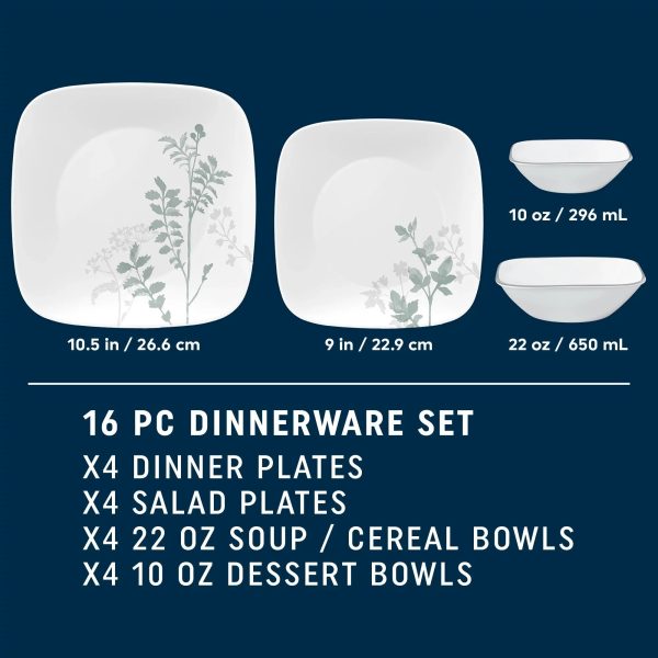 Corelle Dinnerware- Lightweight Amalie 16-piece Dinnerware Set, Service for 4