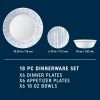 Corelle Dinnerware- Lightweight Nautical Stripes 18-piece Dinnerware Set, Service for 6