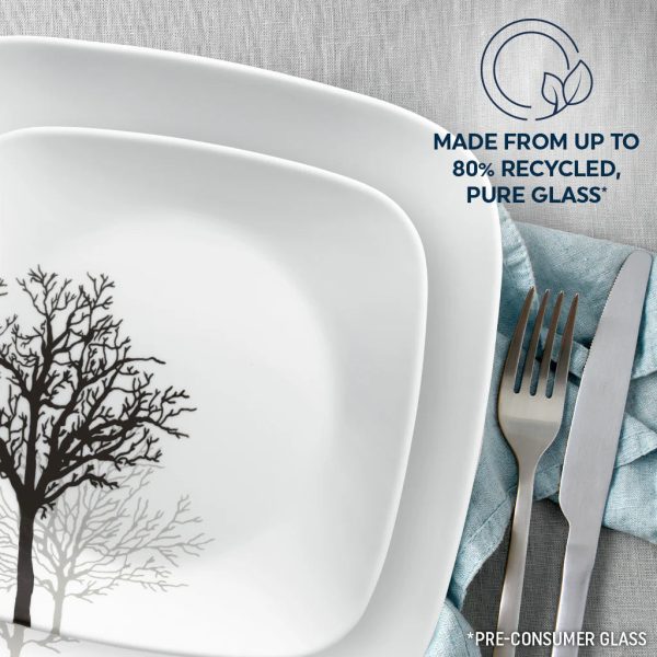 Corelle Dinnerware- Lightweight Timber Shadows 12-piece Dinnerware Set, Service for 4