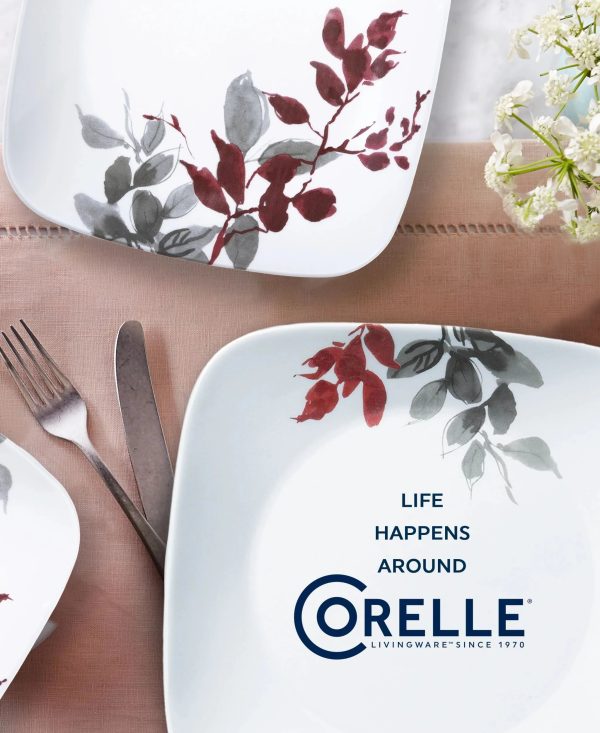 Corelle Dinnerware- Lightweight Kyoto Leaves 16-piece Dinnerware Set, Service for 4