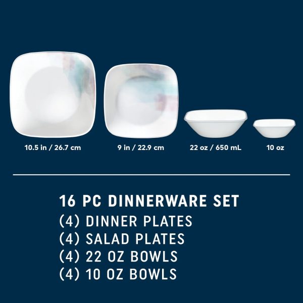 Corelle Dinnerware- Lightweight Aquarello 16-piece Dinnerware Set, Service for 4 Corelle Dinnerware- Lightweight Aquarello 16-piece Dinnerware Set, Service for 4