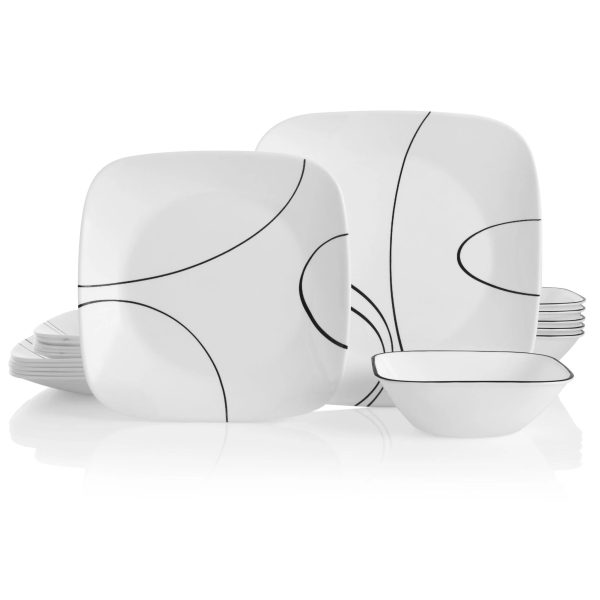 Corelle Dinnerware- Lightweight Simple Lines 18-piece Dinnerware Set, Service for 6