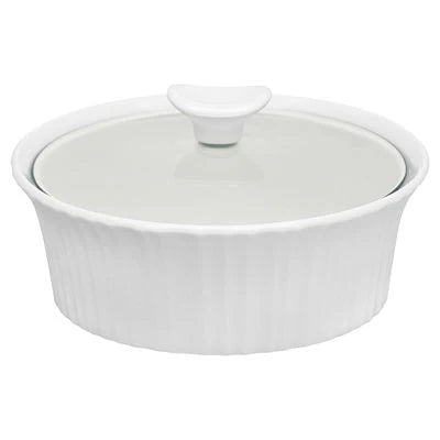 Corelle Dinnerware- Lightweight French White® 1.5-quart Round Casserole Dish with Lid