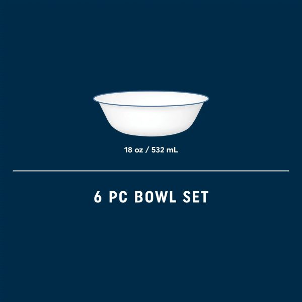 Corelle Dinnerware- Lightweight Botanical Stripes 18-ounce Cereal Bowls, 6-pack