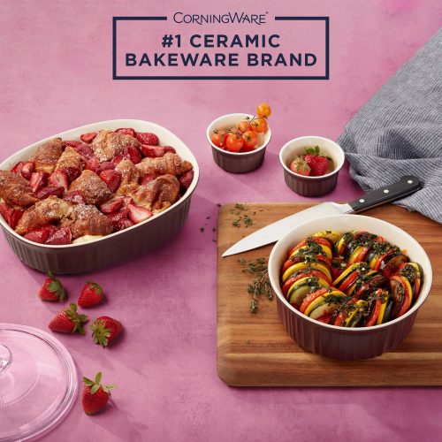 Corelle Dinnerware- Lightweight French Colors 12-piece Bakeware Set, Cabernet