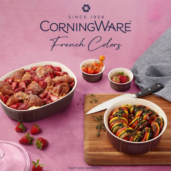 Corelle Dinnerware- Lightweight French Colors 1.5-quart Round Baking Dish, Cabernet