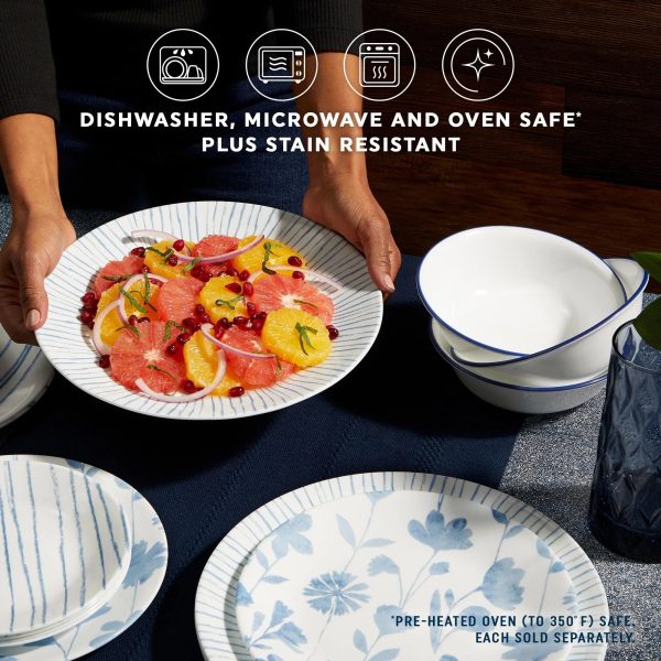 Corelle Dinnerware- Lightweight Botanical Stripes 18-ounce Cereal Bowls, 6-pack
