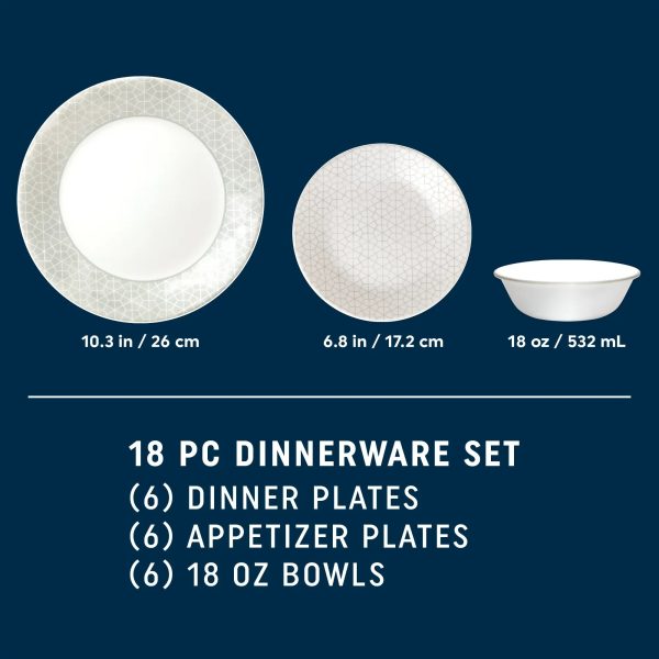 Corelle Dinnerware- Lightweight Knox 18-piece Dinnerware Set, Service for 6 Corelle Dinnerware- Lightweight Knox 18-piece Dinnerware Set, Service for 6