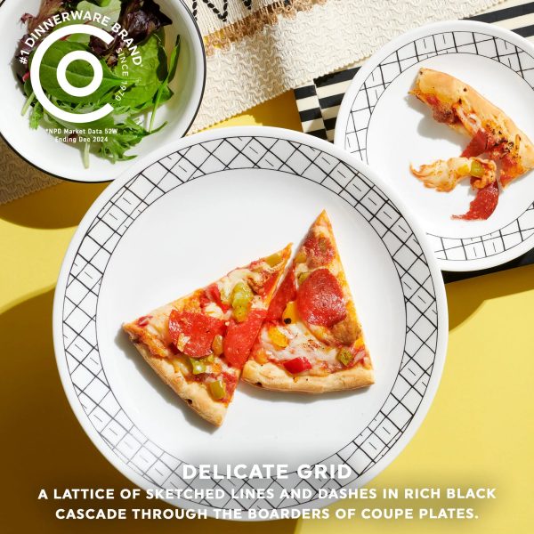 Corelle Dinnerware- Lightweight Delicate Grid 18-piece Dinnerware Set, Service for 6