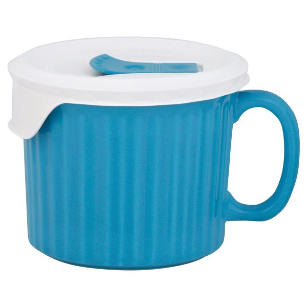 Corelle Dinnerware- Lightweight 20-ounce Light Blue Meal Mug® with Vented Lid