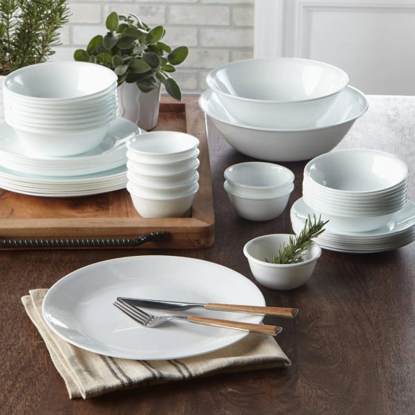 Corelle Dinnerware- Lightweight Winter Frost White 50-piece Dinnerware Set, Service for 8, EXCLUSIVE Corelle Dinnerware- Lightweight Winter Frost White 50-piece Dinnerware Set, Service for 8, EXCLUSIVE