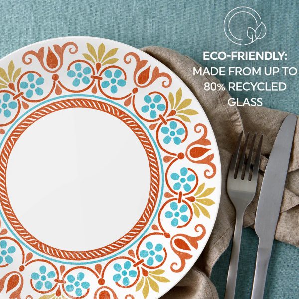 Corelle Dinnerware- Lightweight Global Collection Terracotta Dreams 10.25″ Dinner Plates, 4-pack