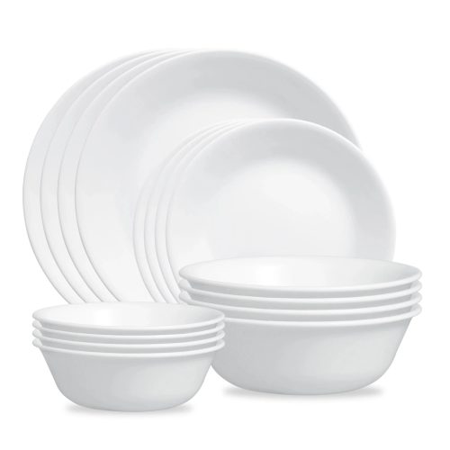 Corelle Dinnerware- Lightweight Winter Frost White 16-piece Mugless Dinnerware Set, Service for 4