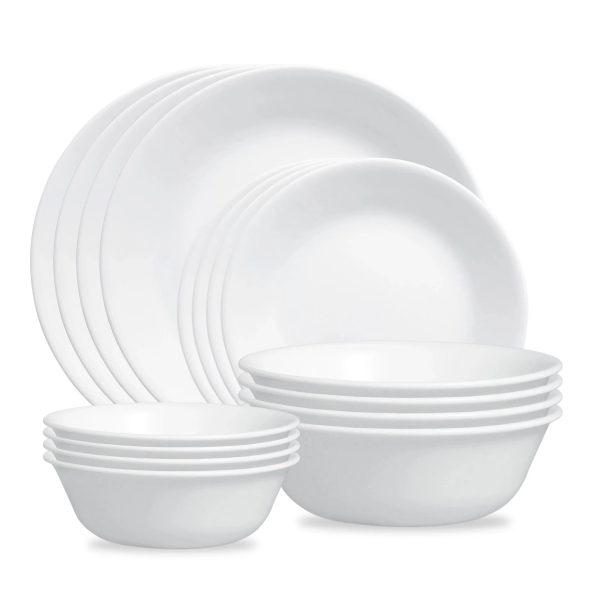 Corelle Dinnerware- Lightweight Winter Frost White 16-piece Mugless Dinnerware Set, Service for 4