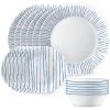 Corelle Dinnerware- Lightweight Nautical Stripes 18-piece Dinnerware Set, Service for 6