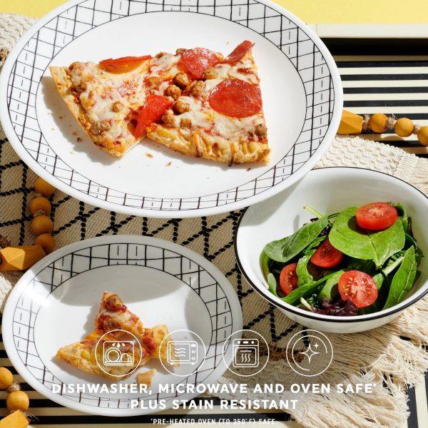 Corelle Dinnerware- Lightweight Delicate Grid 18-piece Dinnerware Set, Service for 6