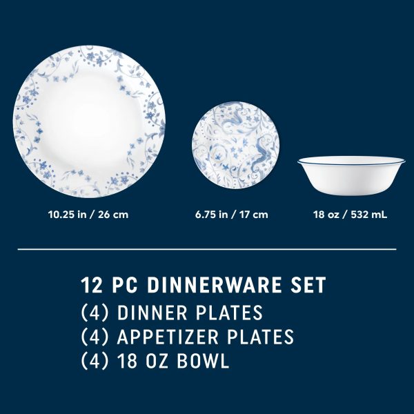 Corelle Dinnerware- Lightweight Darlington 12-piece Dinnerware Set, Service for 4
