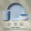 Corelle Dinnerware- Lightweight Stoneware 16-piece Dinnerware Set, Service for 4, Nordic Blue