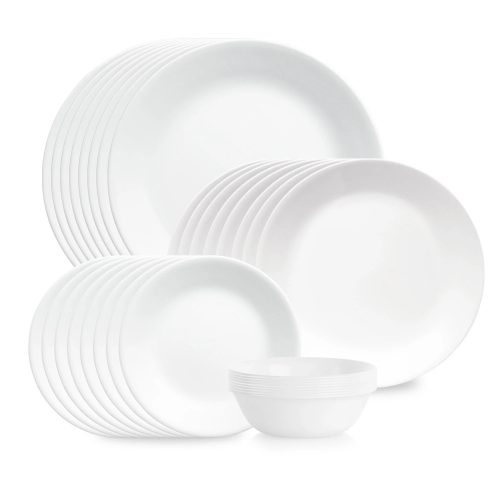 Corelle Dinnerware- Lightweight City Block 18-piece Mugless Dinnerware Set, Service for 6