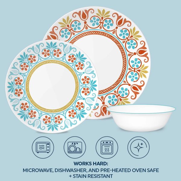 Corelle Dinnerware- Lightweight Global Collection Terracotta Dreams 12-piece Dinnerware Set, Service for 4