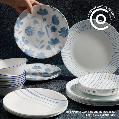 Corelle Dinnerware- Lightweight Botanical Stripes 6.75 Appetizer Plate