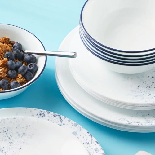 Corelle Dinnerware- Lightweight Indigo Speckle 18-piece Dinnerware Set, Service for 6