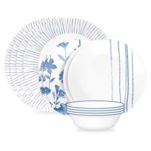 Corelle Dinnerware- Lightweight Botanical Stripes 6.75 Appetizer Plate