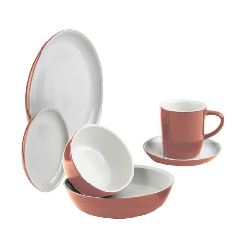 Corelle Dinnerware- Lightweight 6-piece Red Clay Dinnerware Set , Service for 1