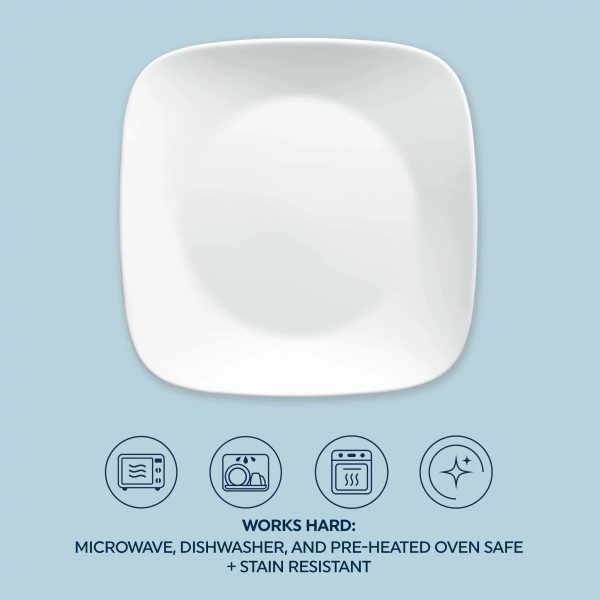 Corelle Dinnerware- Lightweight Boutique Vivid White 8-piece Dinnerware Set, Service for 4