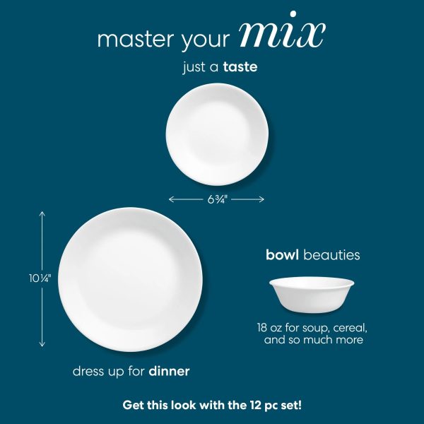 Corelle Dinnerware- Lightweight Winter Frost White 12-piece Dinnerware Set, Service for 4