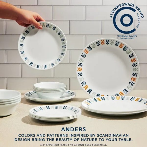 Corelle Dinnerware- Lightweight Anders 12-piece Dinnerware Set, Service for 4