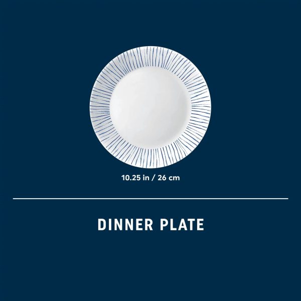 Corelle Dinnerware- Lightweight Botanical Stripes 10.25 Dinner Plate