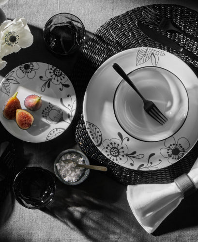 Corelle Dinnerware- Lightweight Inked Poppy 12-piece Dinnerware Set, Service for 4