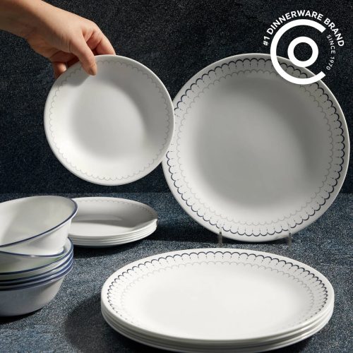 Corelle Dinnerware- Lightweight Mystic Gray 78-piece Dinnerware Set, Service for 12