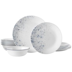 Corelle Dinnerware- Lightweight Hushed Lines 12-piece Dinnerware Set, Service for 4