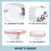 Corelle Dinnerware- Lightweight Kyoto Leaves 16-piece Dinnerware Set, Service for 4