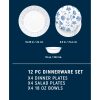 Corelle Dinnerware- Lightweight Botanical Stripes 12-piece Dinnerware Set, Service for 4